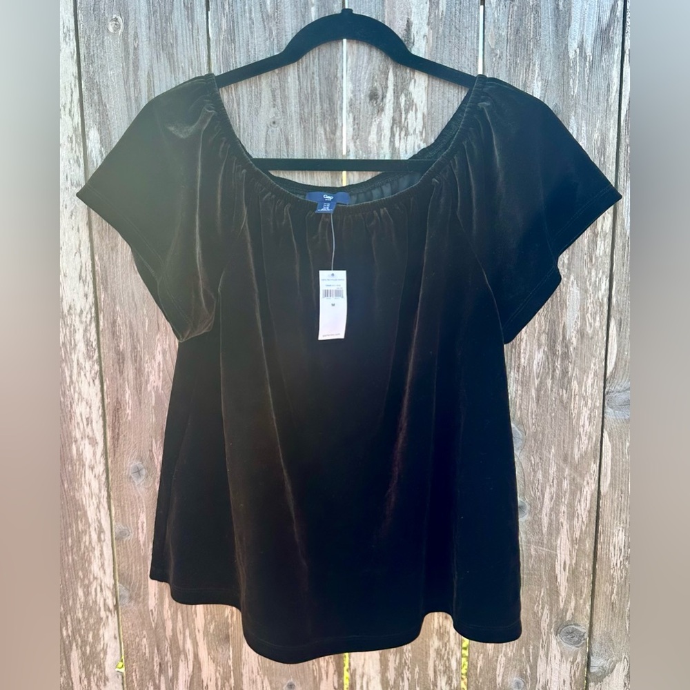 NWT • GAP FACTORY • VELVET BLOUSE • SIZE M • BLACK